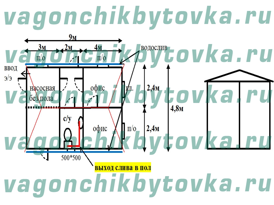 Блок-модуль из 2-х шт БК для офиса